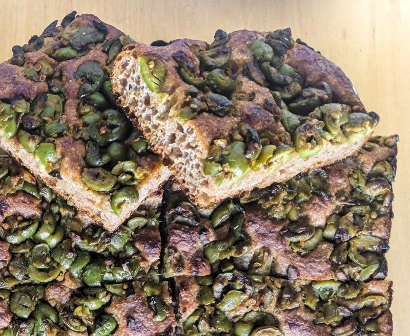 green olive focaccia