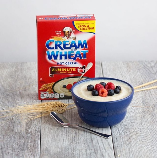 cream of wheat red box with bowl of the porridge